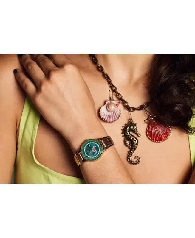 Eco-Drive Women's Disney Princess Ariel Rose Gold-Tone Stainless Steel Bracelet Watch 30mm Gift Set - Rose Gold-tone - 7