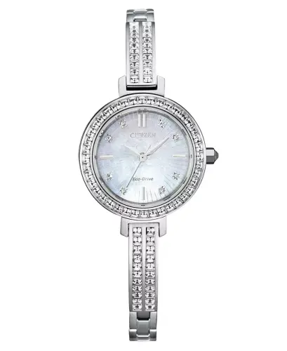 Eco-Drive Women's Stainless Steel & Crystal Bangle Bracelet Watch 25mm - Silver-tone - 1