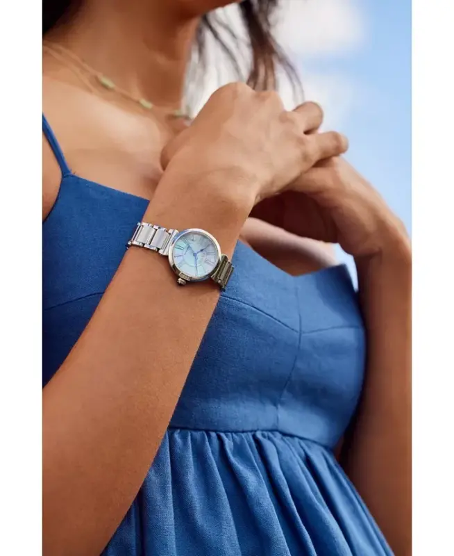 Eco-Drive Mae Women's Diamond Accent Stainless Steel Bracelet Watch 30mm - Silver-tone - 4