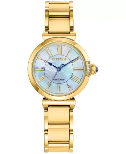 Eco-Drive Mae Women's Diamond Accent Gold-Tone Stainless Steel Bracelet Watch 30mm-Gold-tone - 1