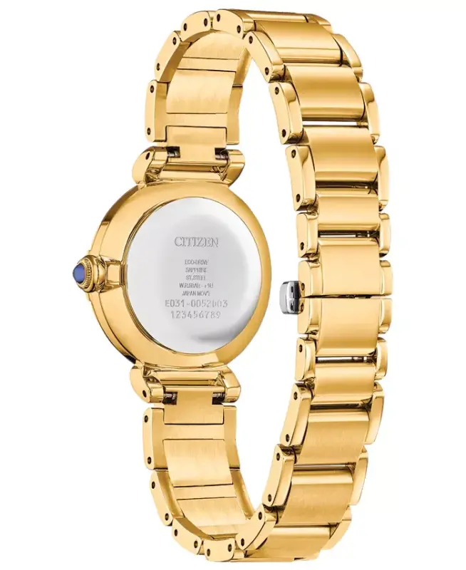 Eco-Drive Mae Women's Diamond Accent Gold-Tone Stainless Steel Bracelet Watch 30mm-Gold-tone - 3