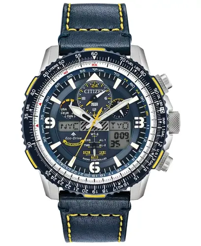 Eco-Drive Men's Analog-Digital Chronograph Promaster Blue Angels Skyhawk A-T Blue Leather Strap Watch 46mm - 1