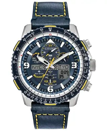 Eco-Drive Men's Analog-Digital Chronograph Promaster Blue Angels Skyhawk A-T Blue Leather Strap Watch 46mm - 1