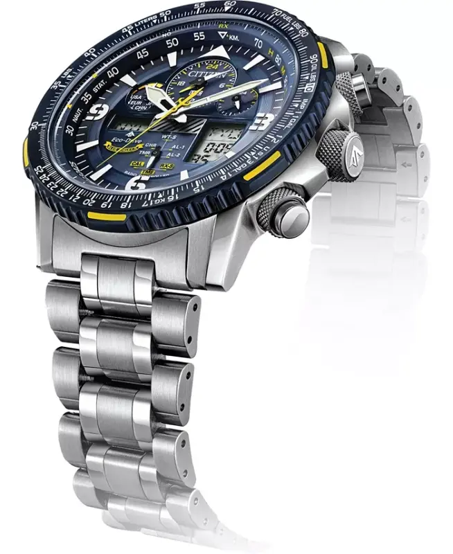 Eco-Drive Men's Analog-Digital Promaster Blue Angels Skyhawk A-T Stainless Steel Bracelet Watch 46mm-Silver - 10