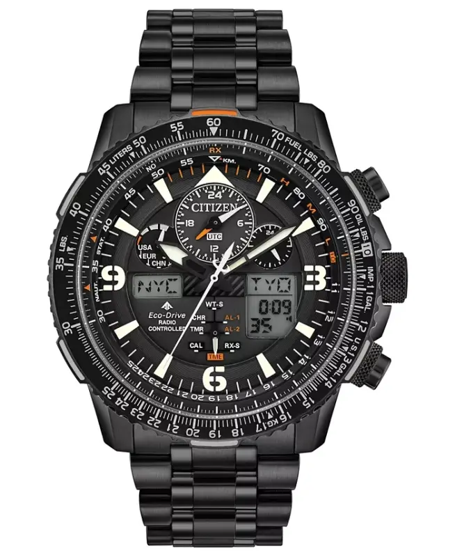 Eco-Drive Men's Analog-Digital Promaster Skyhawk A-T Black Stainless Steel Bracelet Watch 46mm - CITIZEN