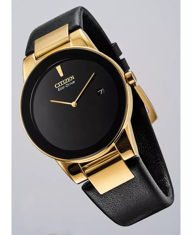 Eco-Drive Men's Axiom Black Leather Strap Watch 40mm-Black - 3