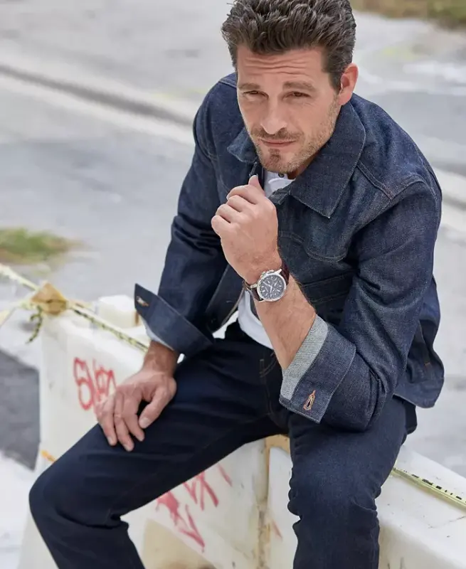 Eco-Drive Men's Calendrier Brown Leather Strap Watch 44mm-Brown - 6