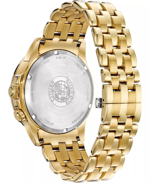 Eco-Drive Men's Calendrier Diamond-Accent Gold-Tone Stainless Steel Bracelet Watch 44mm Gold Tone - 5