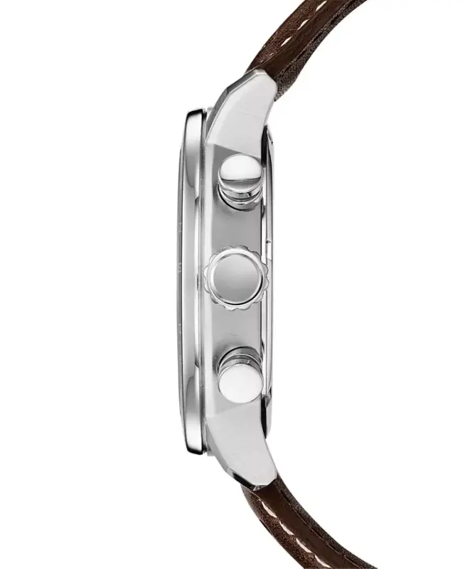 Eco-Drive Men's Chronograph Brown Leather Strap Watch 44mm-Brown - 3