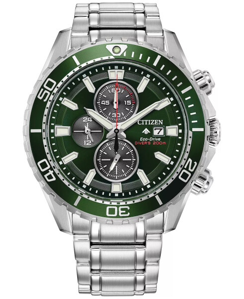 Eco-Drive Men's Chronograph Promaster Dive Stainless Steel Bracelet Watch 45mm Silver-tone - 1