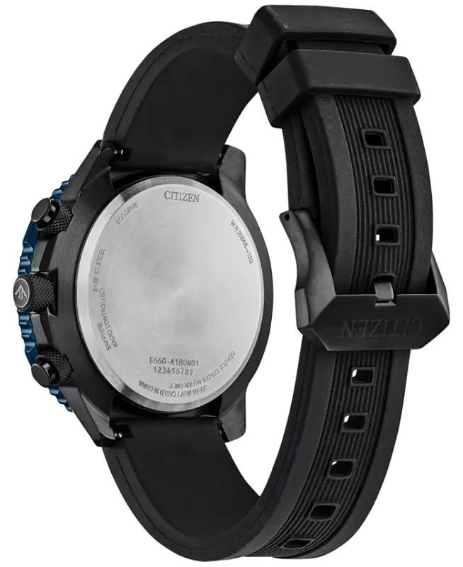 Eco-Drive Men's Chronograph Promaster Sky Black Strap Watch 46mm-Black - 3