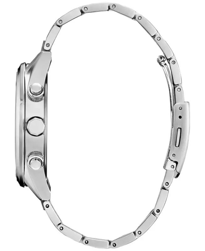 Eco-Drive Men's Chronograph Sport Luxury Radio Control Stainless Steel Bracelet Watch 43mm-Silver-tone - 2