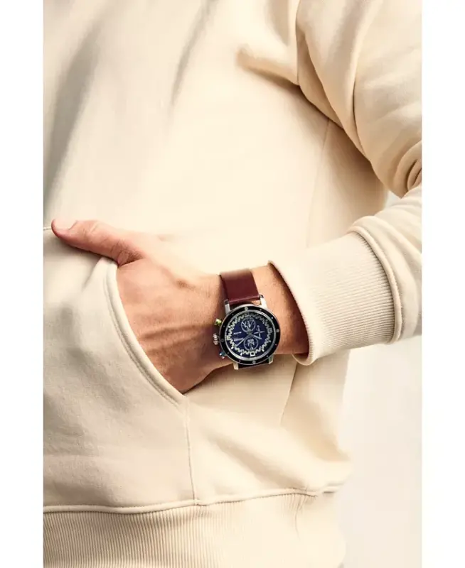 Eco-Drive Men's Chronograph Star Wars Luke Skywalker Brown Leather Strap Watch 44mm-Blue - 5