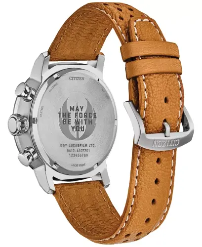 Eco-Drive Men's Chronograph Star Wars Rebel Pilot Orange Perforated Leather Strap Watch 44mm-Orange - 3