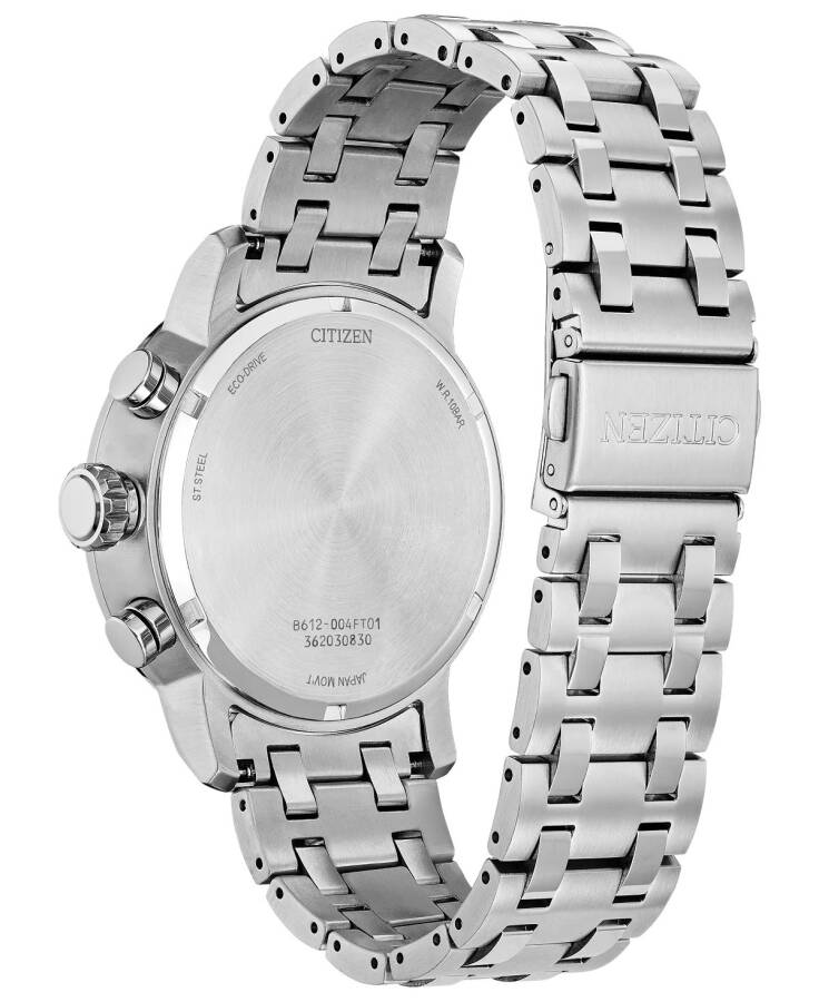 Eco-Drive Men's Chronograph Weekender Stainless Steel Bracelet Watch 44mm Silver-tone - 1