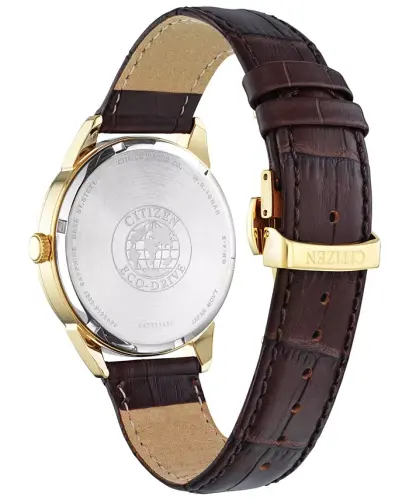 Eco-Drive Men's Corso Brown Leather Strap Watch 40mm-Gold - 3
