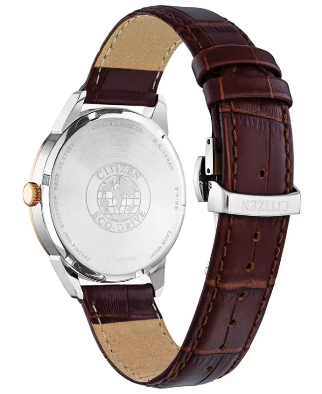 Eco-Drive Men's Corso Brown Leather Strap Watch 40mm-Rose Gold - 3
