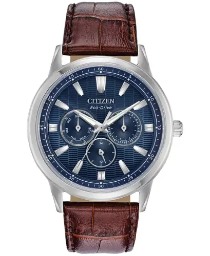 Eco-Drive Men's Corso Brown Leather Strap Watch 44mm-Brown - 1