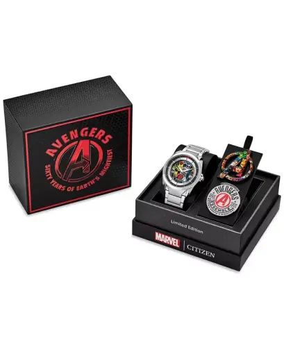 Eco-Drive Men's Marvel Classic Avengers Stainless Steel Bracelet Watch 43mm-Silver-tone - 2