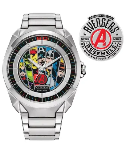 Eco-Drive Men's Marvel Classic Avengers Stainless Steel Bracelet Watch 43mm-Silver-tone - 3