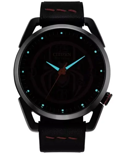 Eco-Drive Men's Marvel Miles Morales Black Leather Strap Watch 42mm - 4