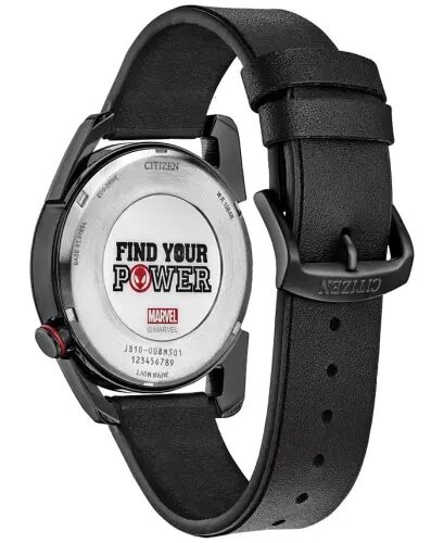 Eco-Drive Men's Marvel Miles Morales Black Leather Strap Watch 42mm - 3