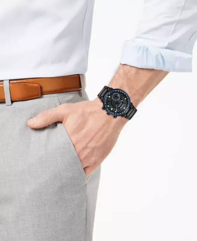 Eco-Drive Мужские Satellite Wave GPS Black-Tone Stainless Steel Bracelet Watch 44mm-Black - 5