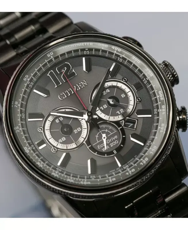 Eco-Drive Мужской Хронограф Nighthawk Серый Браслет из Нержавеющей Стали 43 мм-Серый - 6