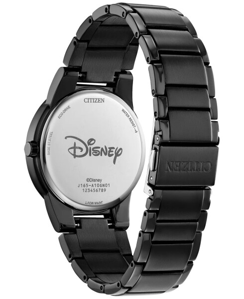 Eco-Drive Unisex Disney Mickey Mouse Black Stainless Steel Bracelet Watch 40mm Black - 3