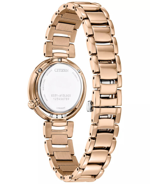 Eco-Drive Women's Arcly Diamond (1/10 ct. t.w.) Rose Gold-Tone Stainless Steel Bracelet Watch 30mm Rose Gold-tone - 3