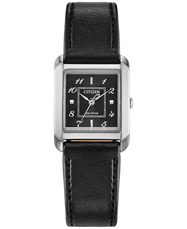 Eco-Drive Women's Bianca Black Apple Material Strap Watch 28mm-Black - CITIZEN