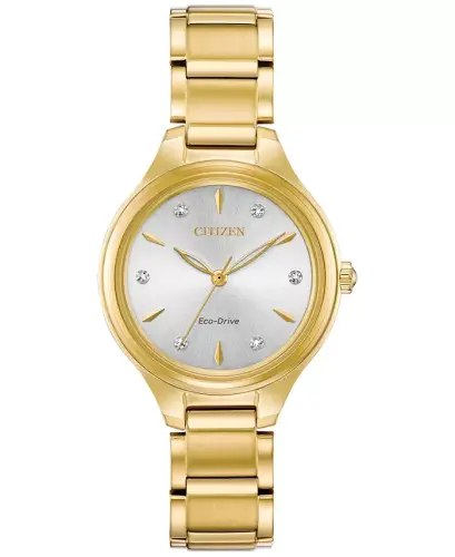 Eco-Drive Women's Corso Diamond-Accent Gold-Tone Stainless Steel Bracelet Watch 29mm-Gold - 1