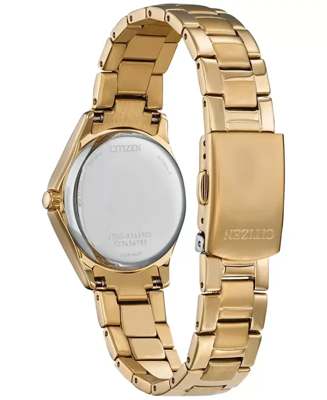 Eco-Drive Women's Crystal Gold-Tone Stainless Steel Bracelet Watch 30mm-Gold-tone - 3