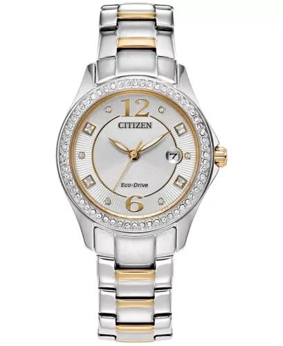 Eco-Drive Women's Crystal Two-Tone Stainless Steel Bracelet Watch 30mm-Two-tone - 1
