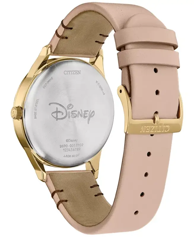 Eco-Drive Women's Disney Mickey Mouse Beige Leather Strap Watch 40mm-Beige - 3
