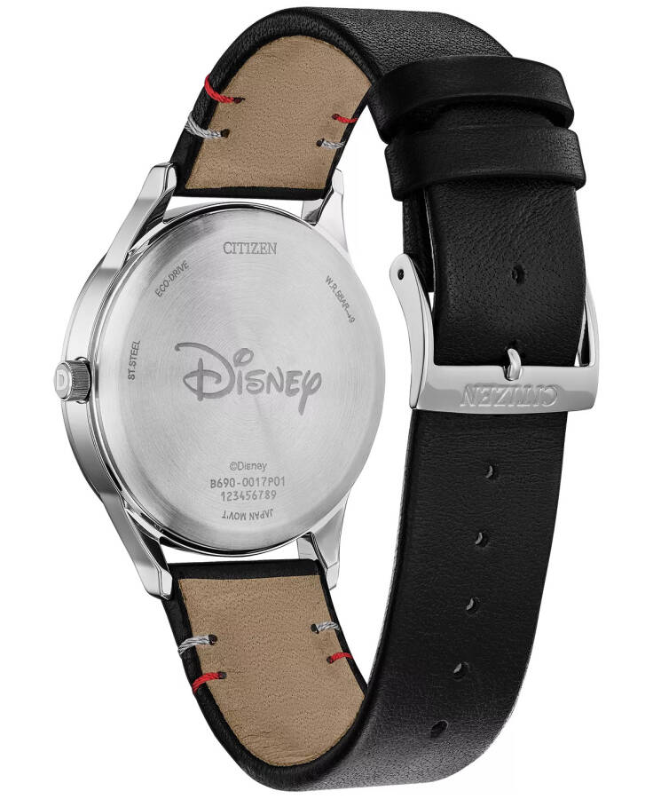 Eco-Drive Women's Disney Mickey Mouse Black Leather Strap Watch 40mm Black - 3