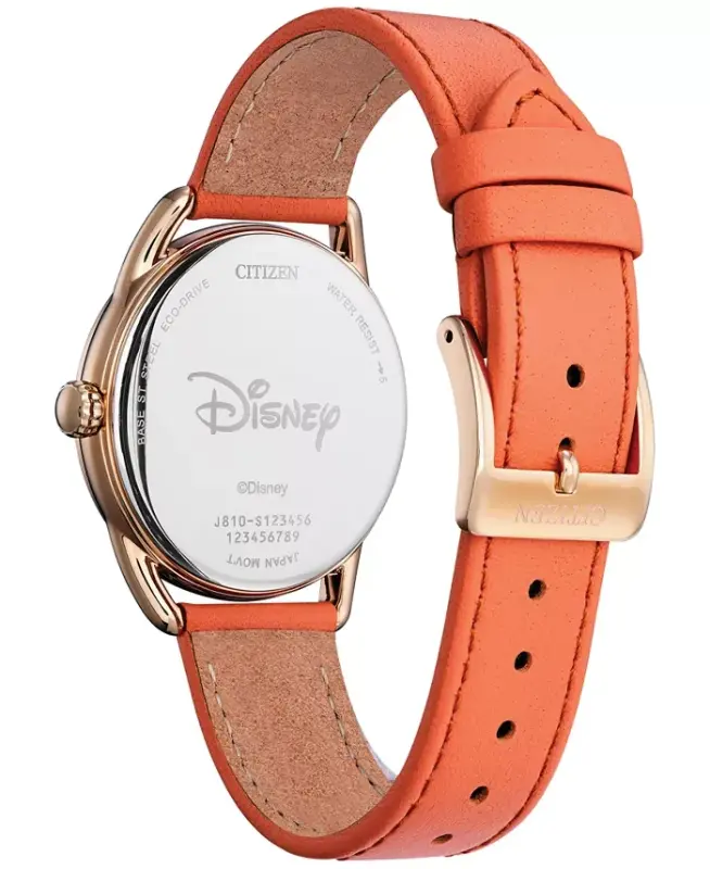 Eco-Drive Women's Disney Minnie Mouse Diamond Accent Pink Leather Strap Watch 36mm-Pink - 3