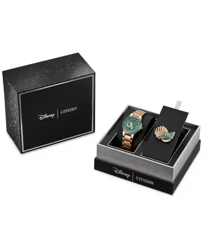 Eco-Drive Women's Disney Princess Ariel Rose Gold-Tone Stainless Steel Bracelet Watch 30mm Gift Set-Rose Gold-tone - 6