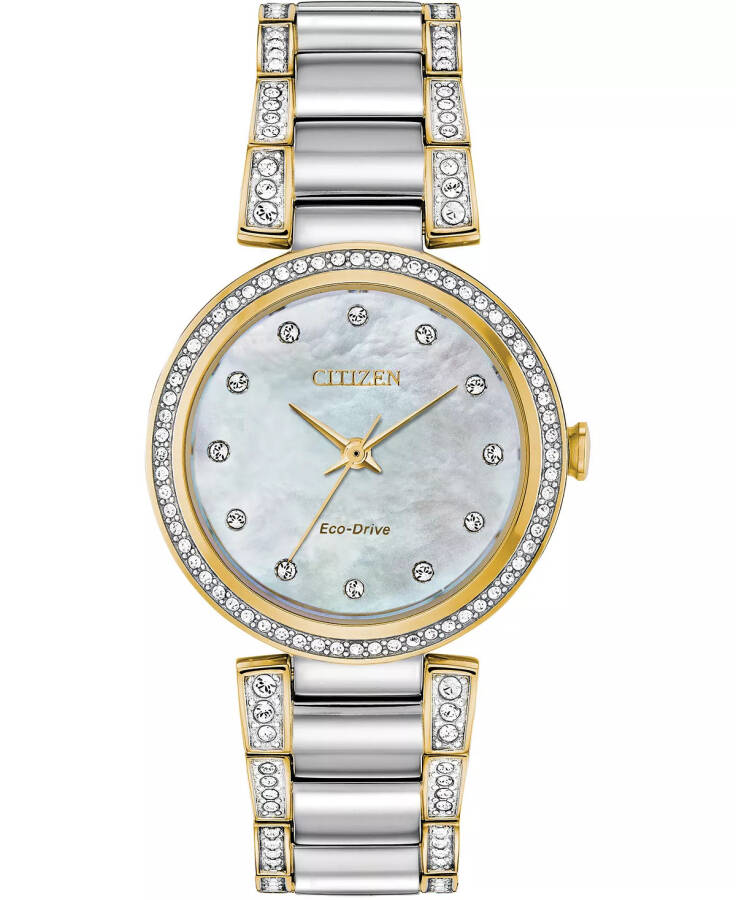 Eco-Drive Women's Silhouette Crystal Two-Tone Stainless Steel Bracelet Watch 28mm Two Tone - 1