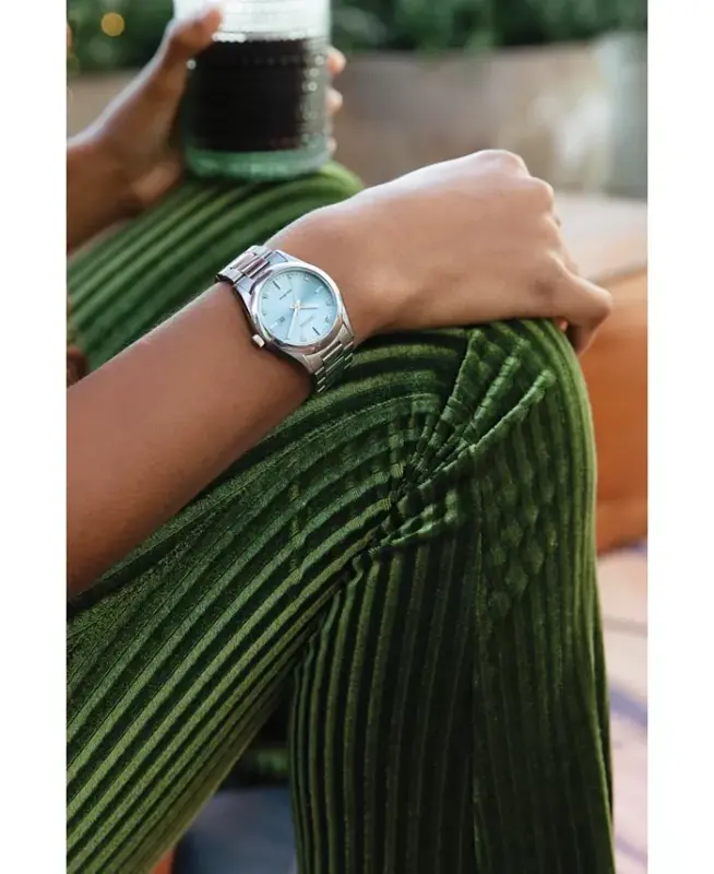 Eco-Drive Women's Sport Luxury Diamond Accent Stainless Steel Bracelet Watch 33mm-Silver-tone - 4