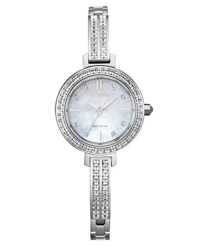 Eco-Drive Women's Stainless Steel & Crystal Bangle Bracelet Watch 25mm-Silver-tone - 1