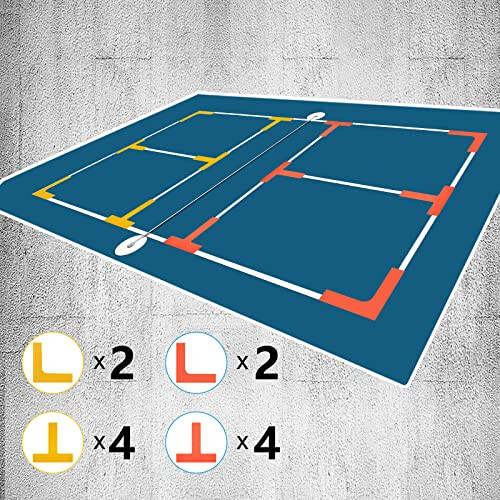 Eco Walker Court Lines Marker Kit Throw Down Markers Create Your Own Mini Pickleball Tennis Court - 9