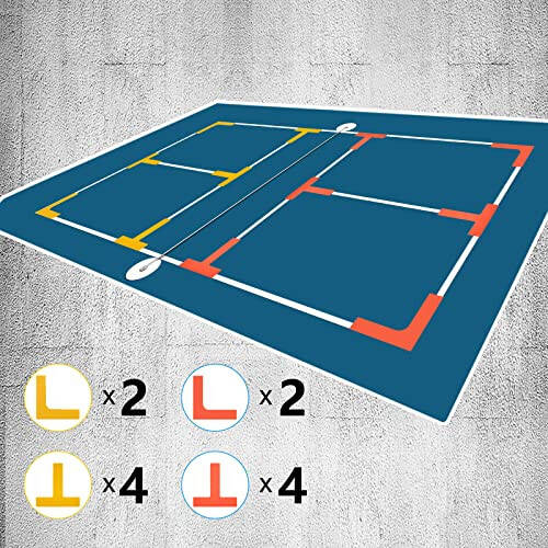 Eco Walker Court Lines Marker Kit Throw Down Markers Create Your Own Mini Pickleball Tennis Court - 9