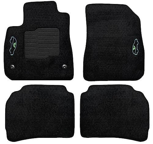 ecoMats Carpet Floor Mats Custom Fit for 2016 to 2024 Chevrolet Malibu with Non-Slip Heel Pad and Safety Locks - Front and Rear - Black - 1