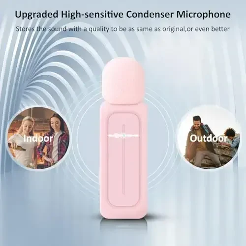 Ecomxia 2 Pack iPhone iPad Android uchun simsiz Lavalier mikrofon, zaryadlash qutisi bilan - 7 soatlik video yozish, Vlogging, YouTube, intervyu, 3 rejimli shovqinni kamaytirish uchun qisqichli mikrofon (pushti) - 5