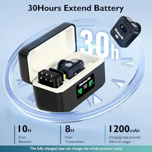 Ecomxia simsiz yaka mikrofoni (2 TX + 1RX + zaryadlash qutisi) DSLR kamera iPhone Android kompyuter uchun 656FT diapazonli professional yaka mikrofon simsiz 48KHZ/24Bit aniq ovoz, 30 soatlik Vlogging - 3