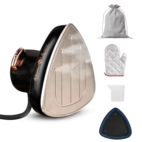 Econour 2-in-1 Mini Travel Iron & Steamer with temperature control, light indicator, and non-stick soleplate. Compact, portable, and ideal for travel, crafting, quilting, sewing, and handcraft project - 1