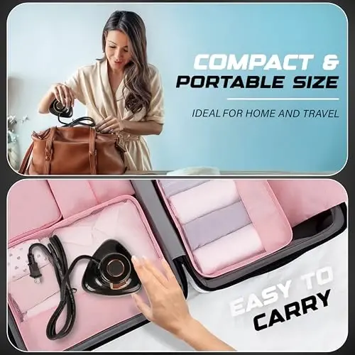 Econour 2-in-1 Mini Travel Iron & Steamer with temperature control, light indicator, and non-stick soleplate. Compact, portable, and ideal for travel, crafting, quilting, sewing, and handcraft project - 3