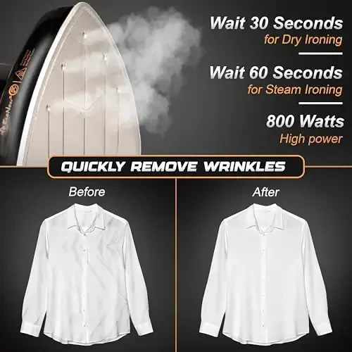 EcoNour Travel Steamer for Clothes Portable Mini Iron | Garment Steamer & Clothing Steamer | Small Iron Portable Steamer for clothes | Travel size iron With Steam | Travel handheld steamer | Black - EcoNour (1)