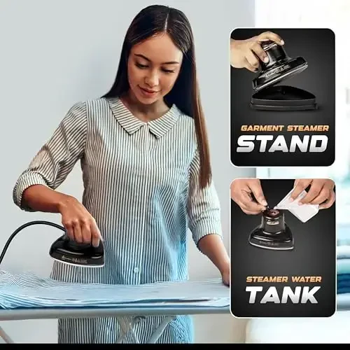 EcoNour Travel Steamer for Clothes Portable Mini Iron | Garment Steamer & Clothing Steamer | Small Iron Portable Steamer for clothes | Travel size iron With Steam | Travel handheld steamer | Black - 5